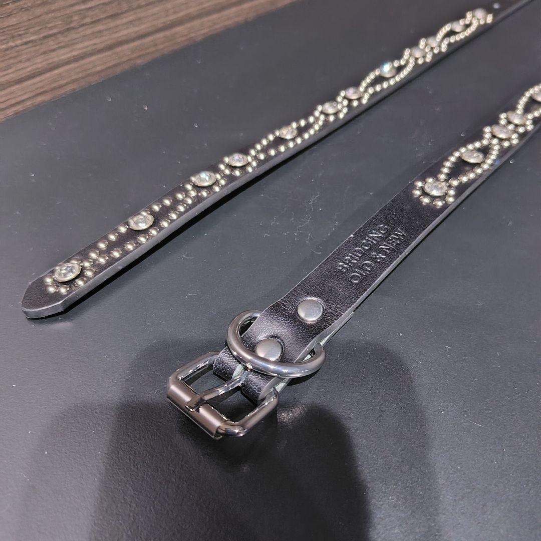 クロス銀■本革レザーフルスタッズナローベルト☆シルバーヴィンテージ