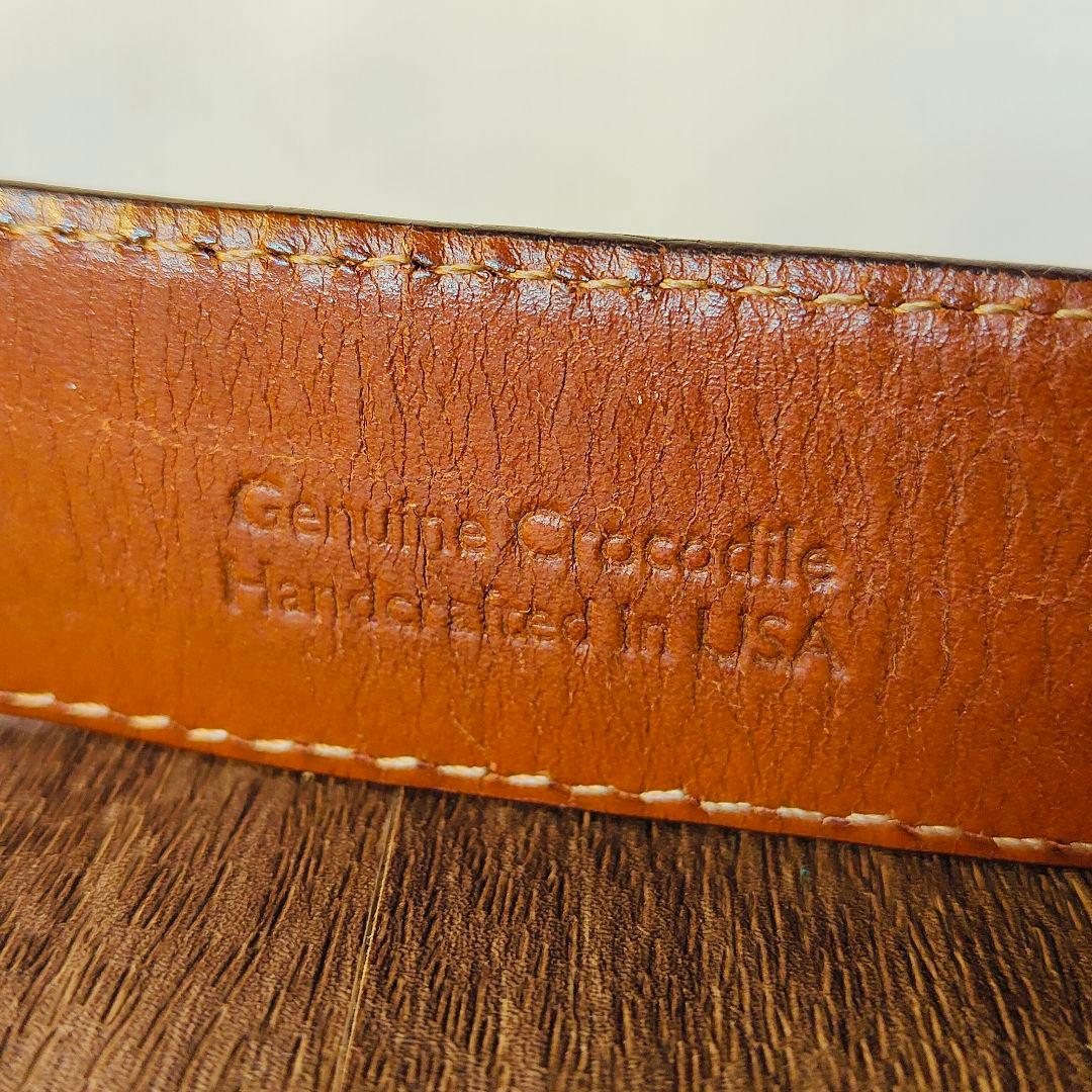 【ヴィンテージ90’s】【USA製】高級リアルクロコダイルベルト　バーガンディ艶