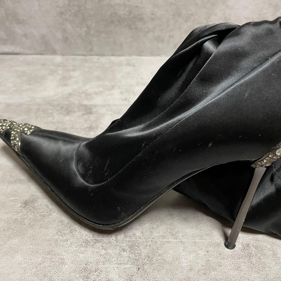 【ジャンマルコロレンツィ】（40）サイハイブーツ ポインテッドトゥ ブラック