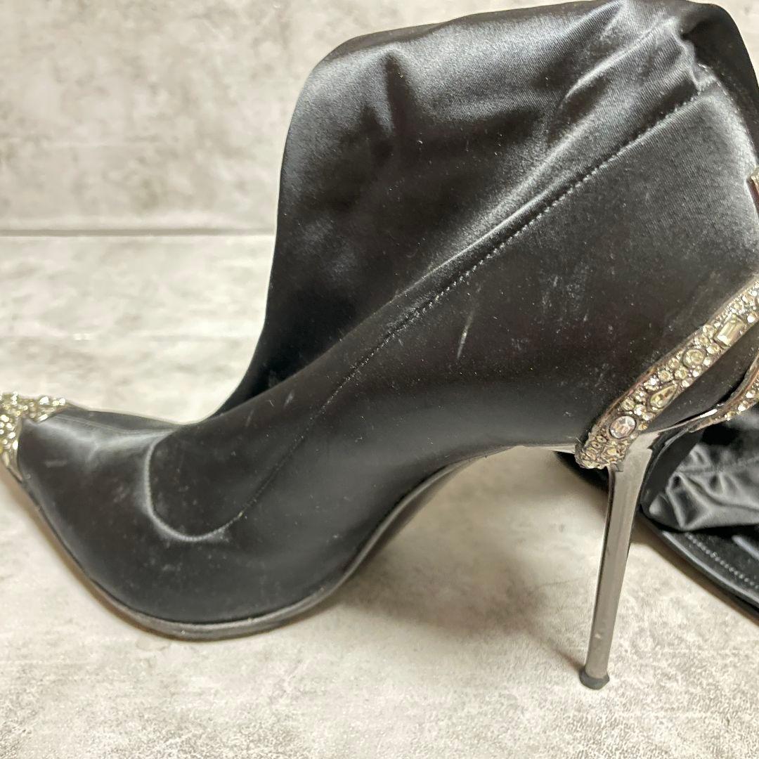 【ジャンマルコロレンツィ】（40）サイハイブーツ ポインテッドトゥ ブラック