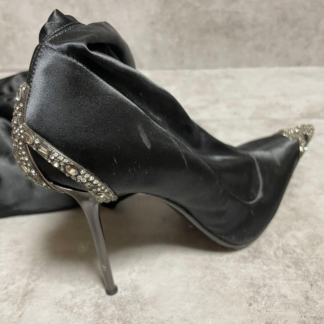 【ジャンマルコロレンツィ】（40）サイハイブーツ ポインテッドトゥ ブラック