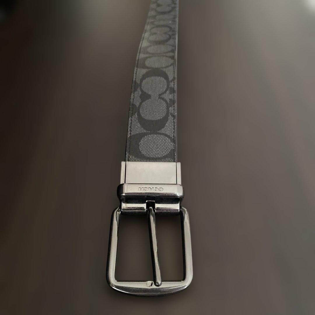 coach グレー ロゴパターン ベルト美品