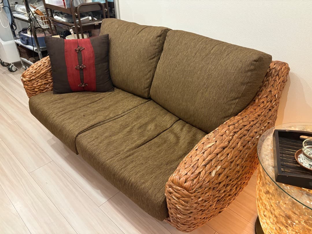 東京引き取り限定　南国リゾート ウォーターヒヤシンス 2人掛けソファ バリ風家具