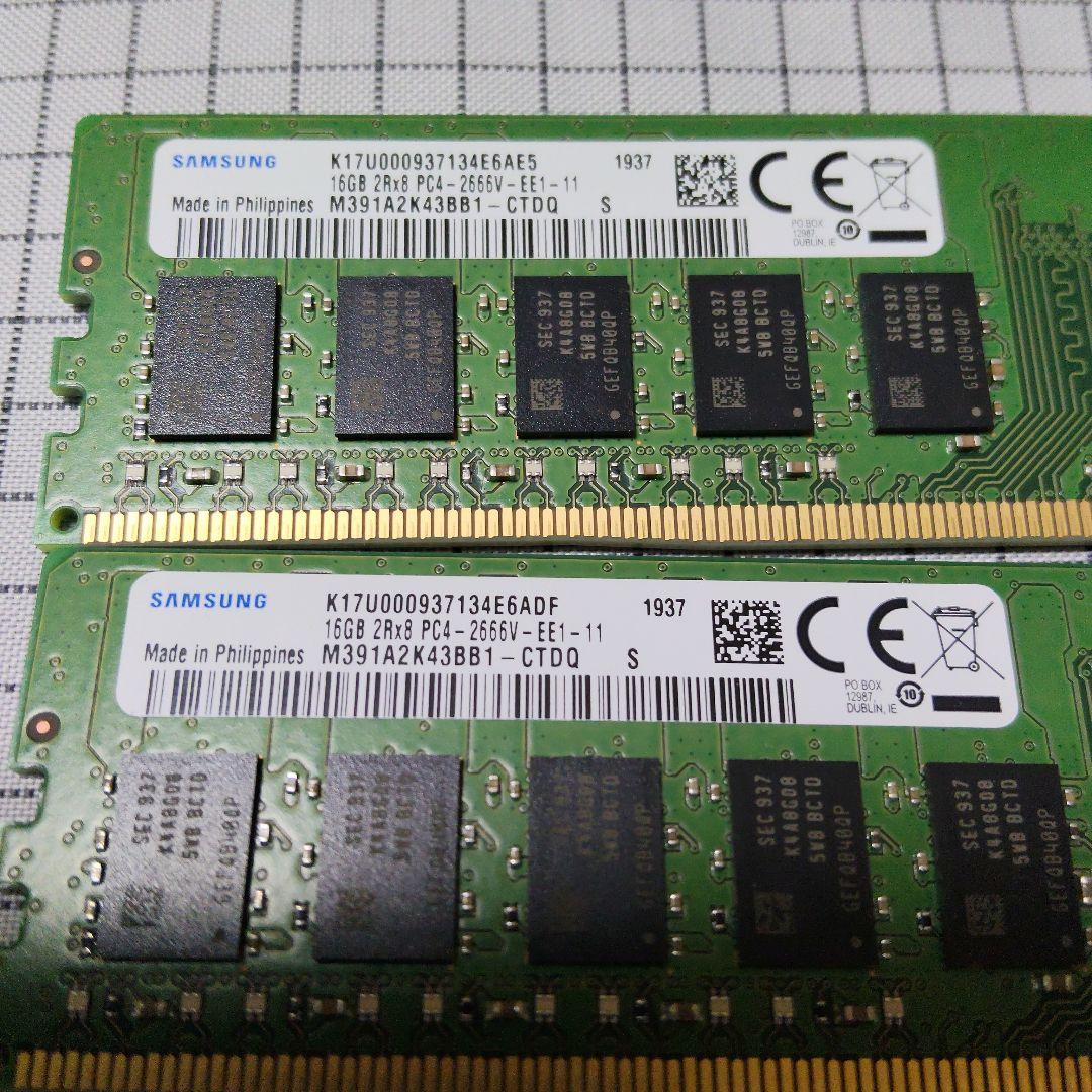 Samsung 32GB（16GB×2） DDR4 2666MHz メモリー