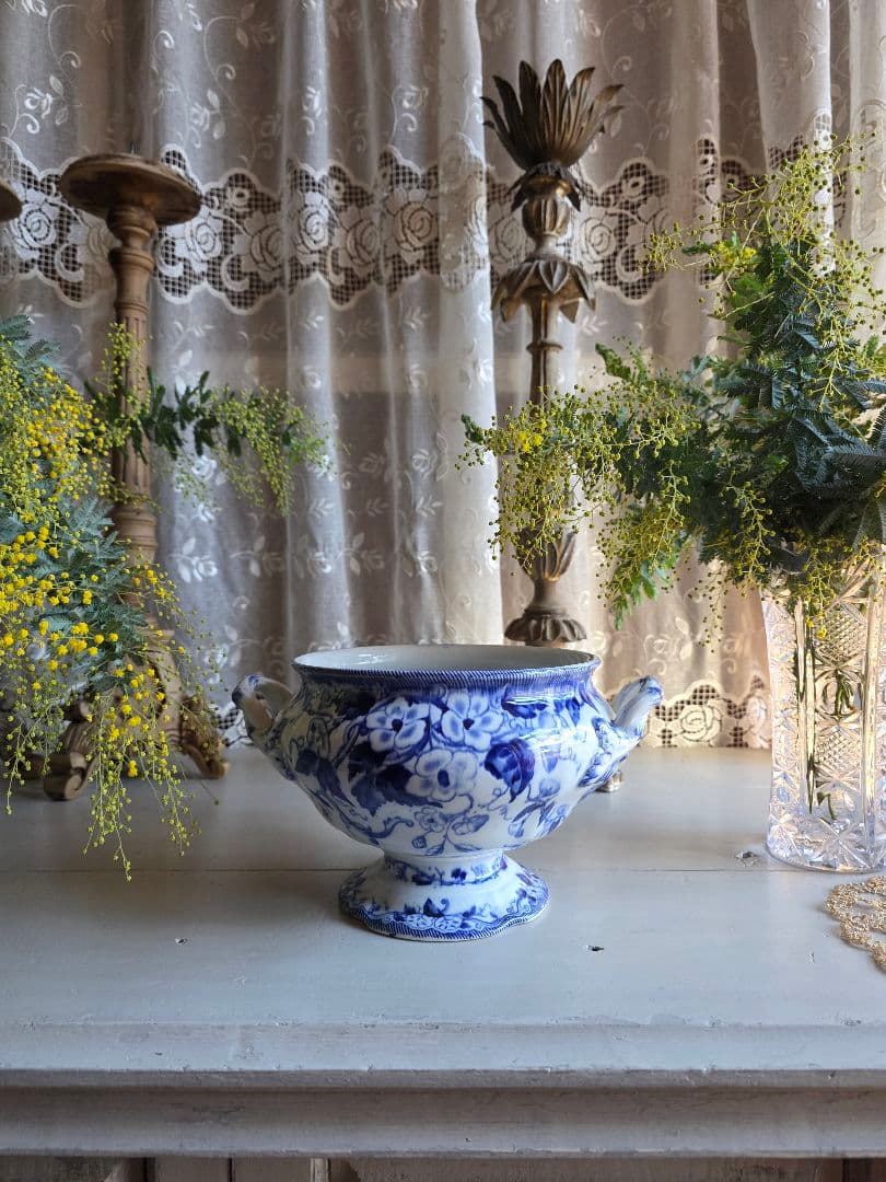 フランスアンティーク CREIL MONTEREAU FLORA スーピエール