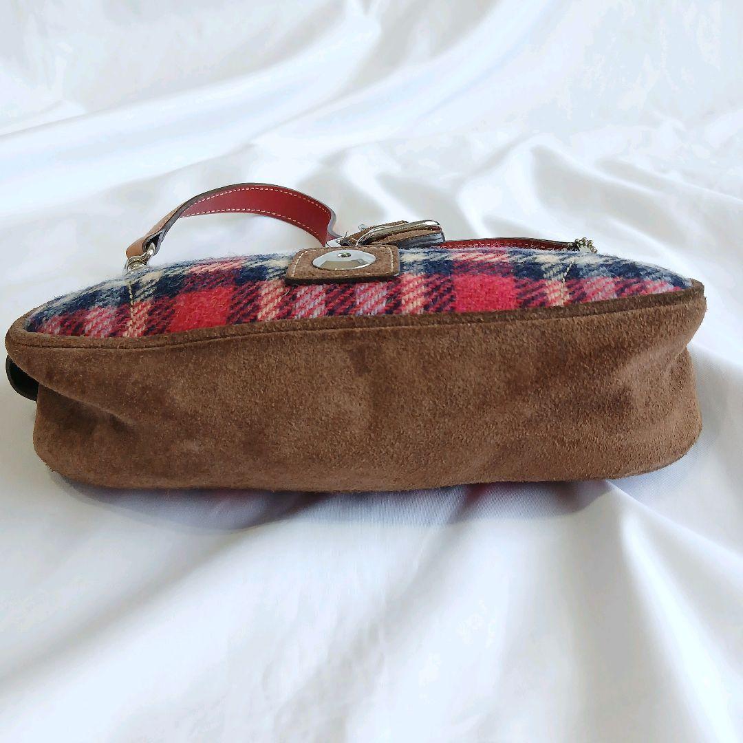 COACH　アクセサリーポーチ　ウール　スエード　チェック柄　ソーホー