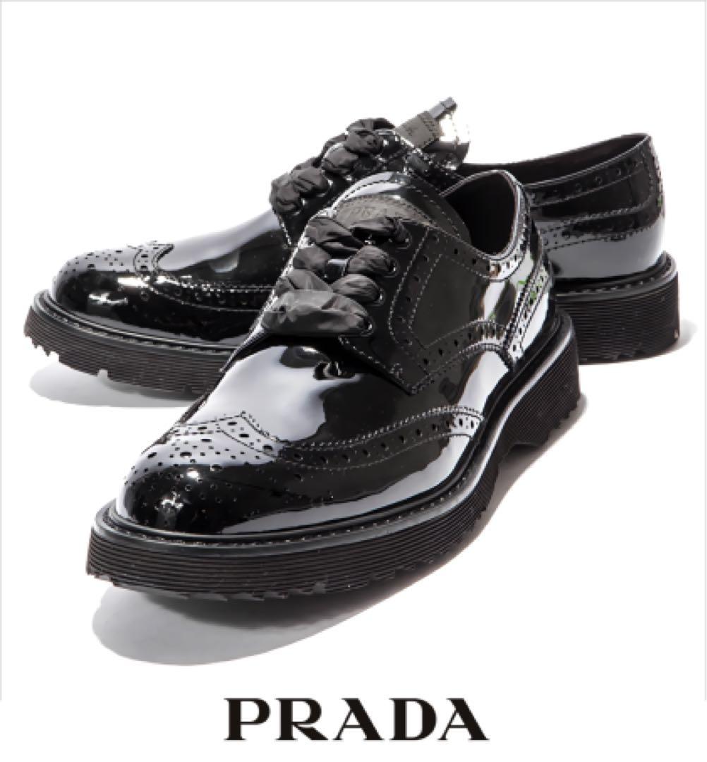 PRADA プラダ ウィングチップ パテントレザー シューズ オックスフォード