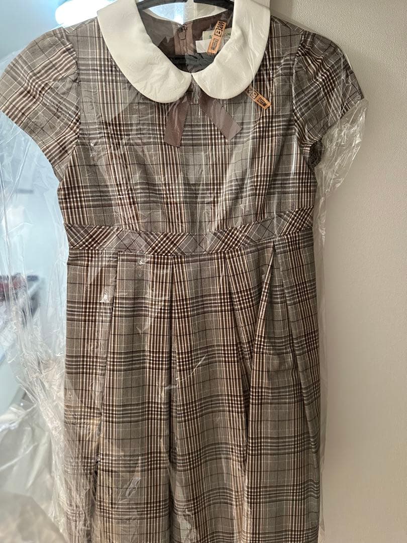 BEAMSminiチェック柄ワンピースとジャケットセット 120