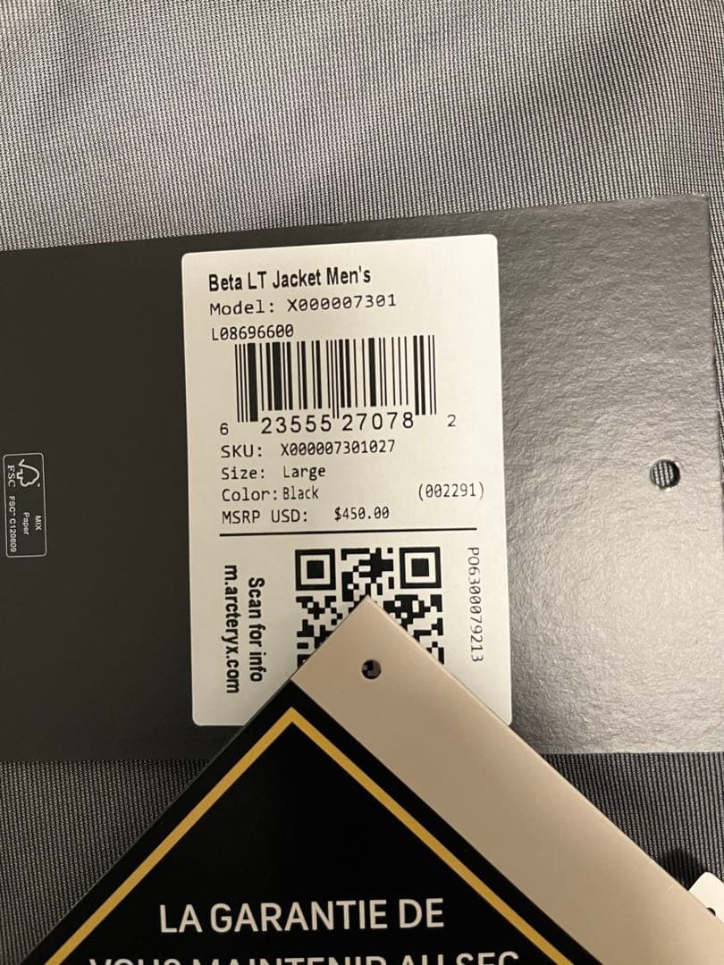 ARC'TERYX BETA LT JACKET \"Black\"Lサイズ