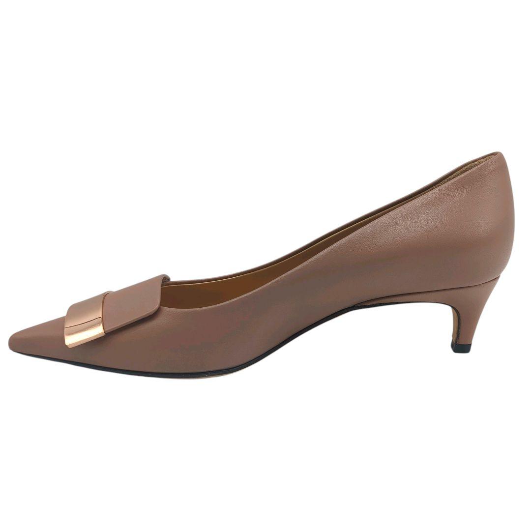 【セール品】セルジオロッシ SR1 ポインテッドトゥ ベージュ パンプス 36