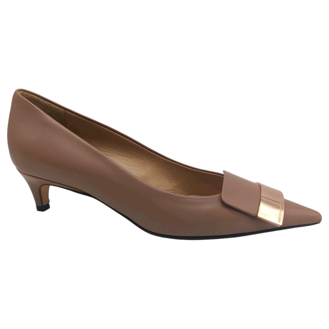 【セール品】セルジオロッシ SR1 ポインテッドトゥ ベージュ パンプス 36