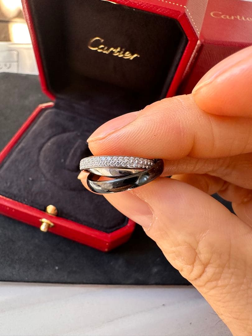 CARTIER カルティエ K18WG トリニティ　パヴェダイヤ　リング