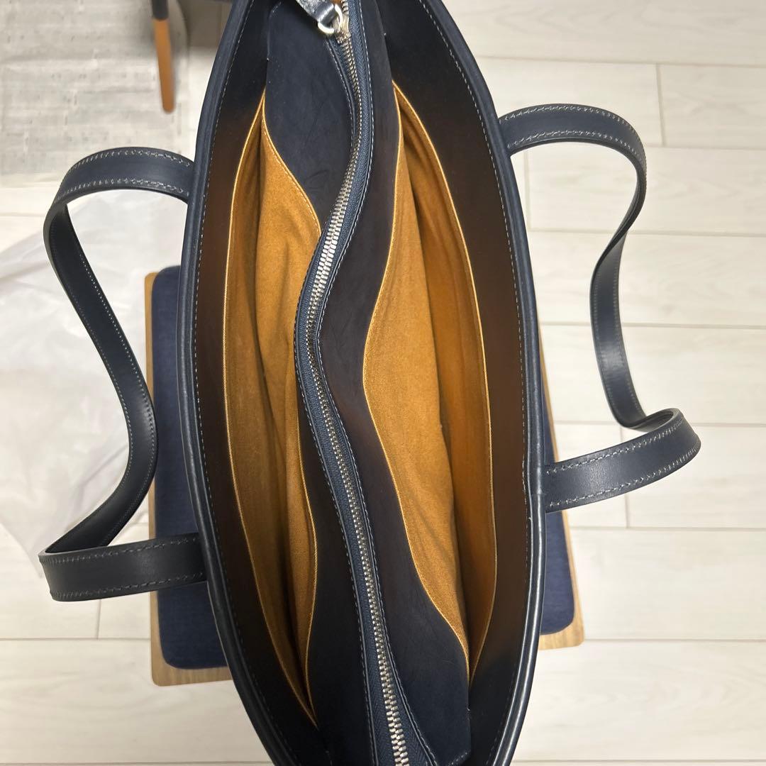 【超美品】万双 トートバッグ ブライドルレザー ネイビー
