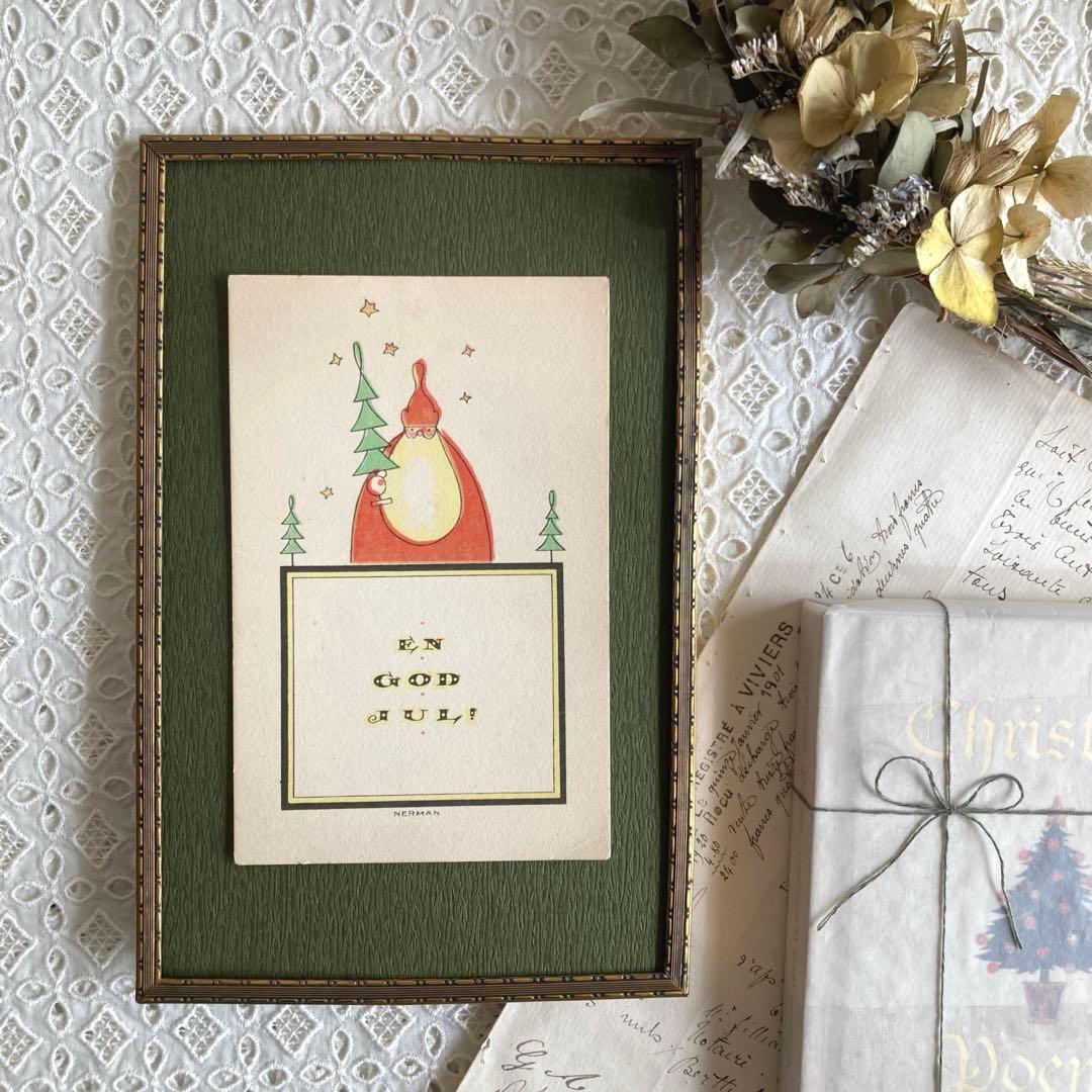アンティークフレームC★1920年代超希少なエイナルネイマンのサンタカード入り