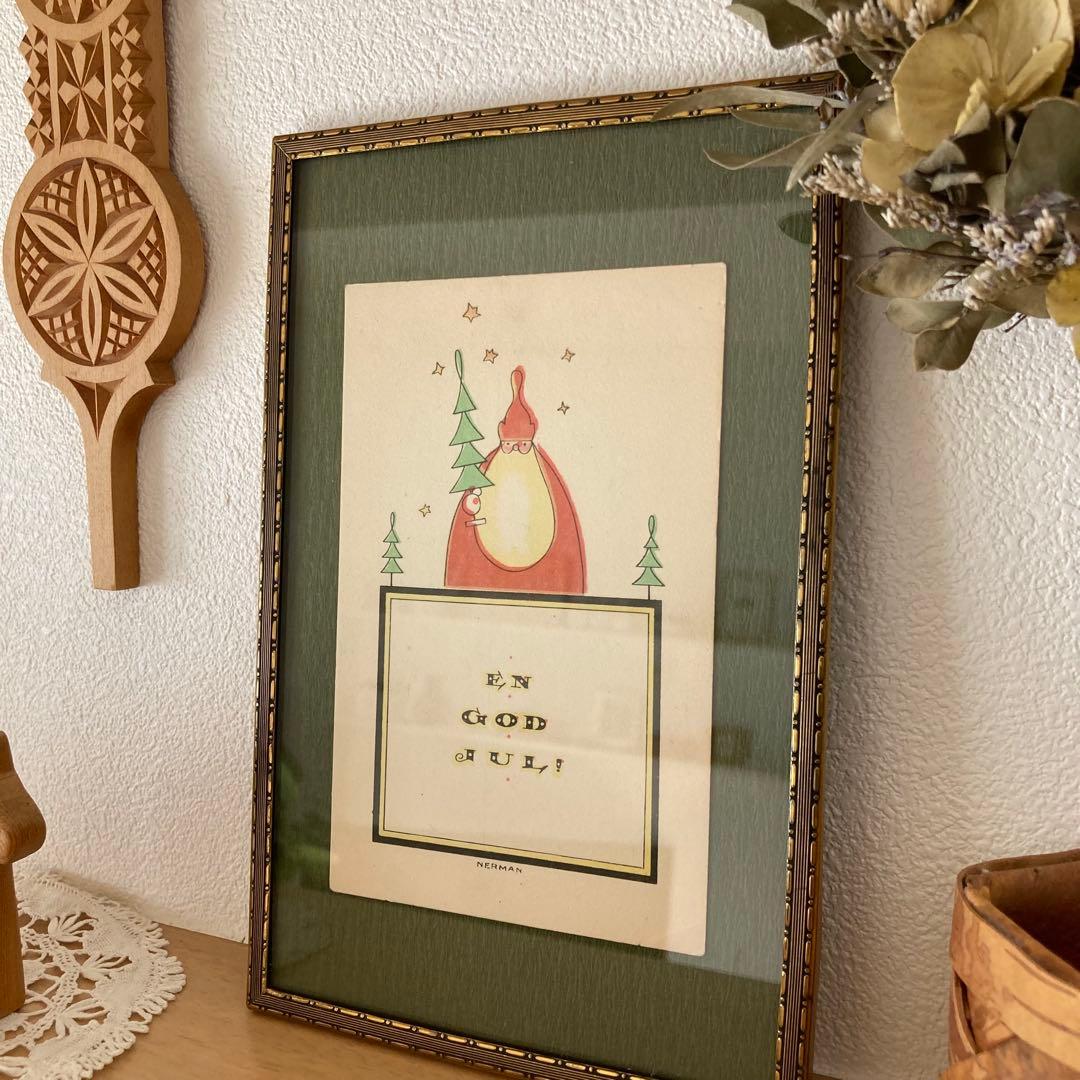 アンティークフレームC★1920年代超希少なエイナルネイマンのサンタカード入り