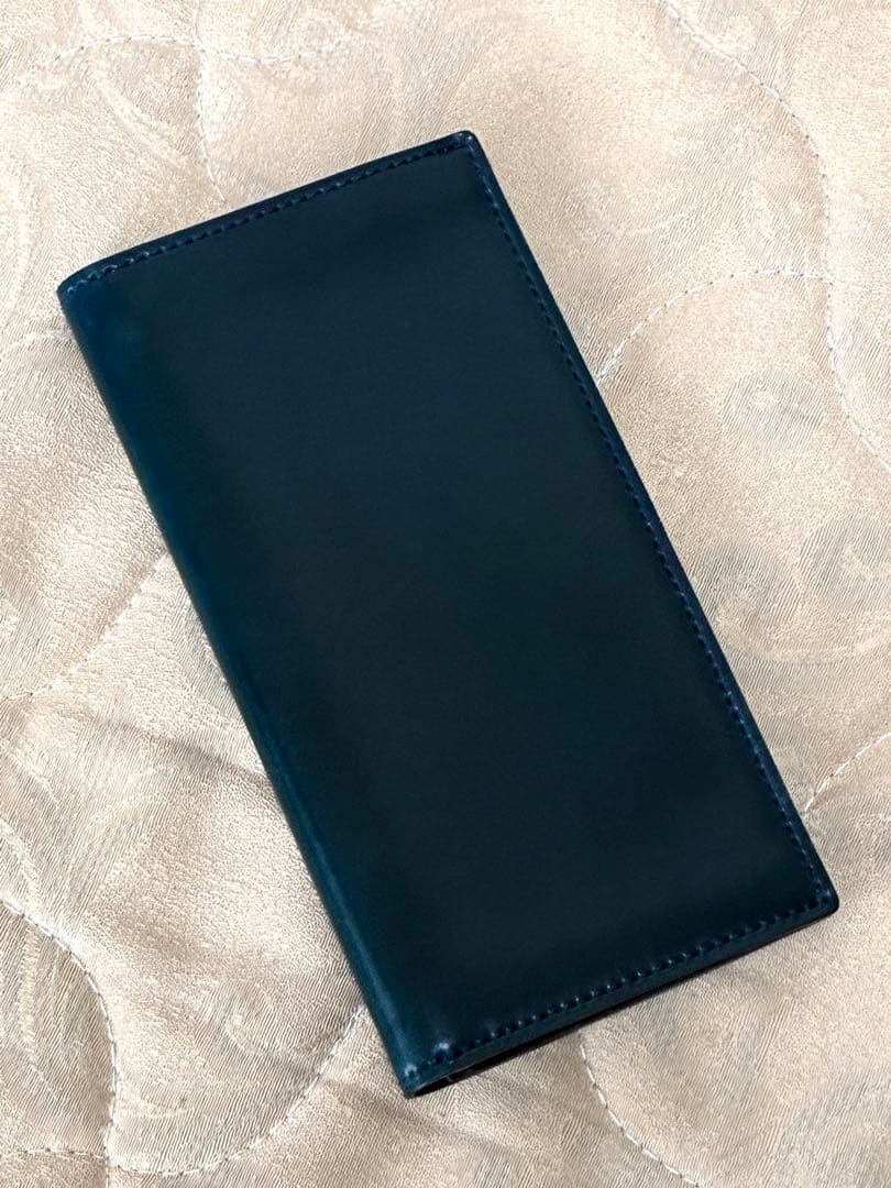 GANZO シェルコードバン2 ファスナー小銭入れ付き長財布 ネイビー