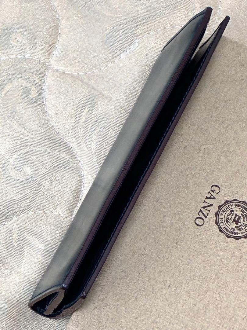 GANZO シェルコードバン2 ファスナー小銭入れ付き長財布 ネイビー