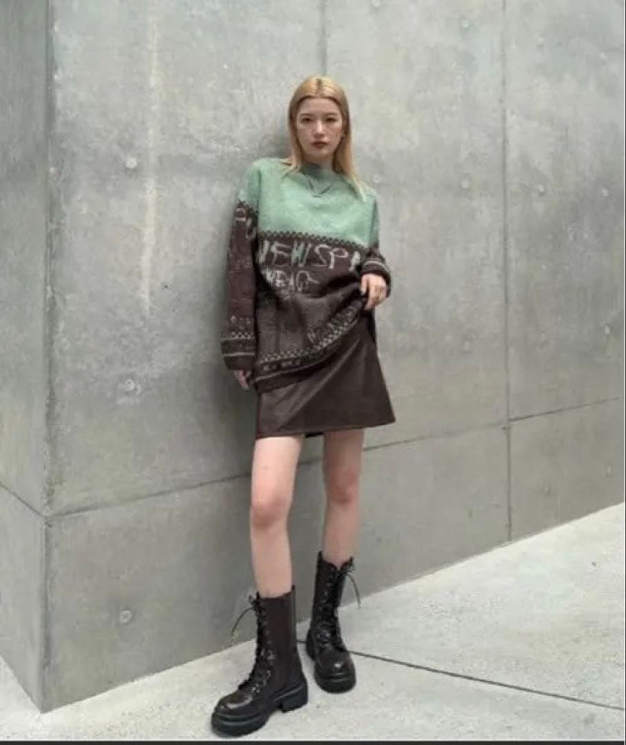 トップス NEWS PAPER JACQUARED KNIT TOP