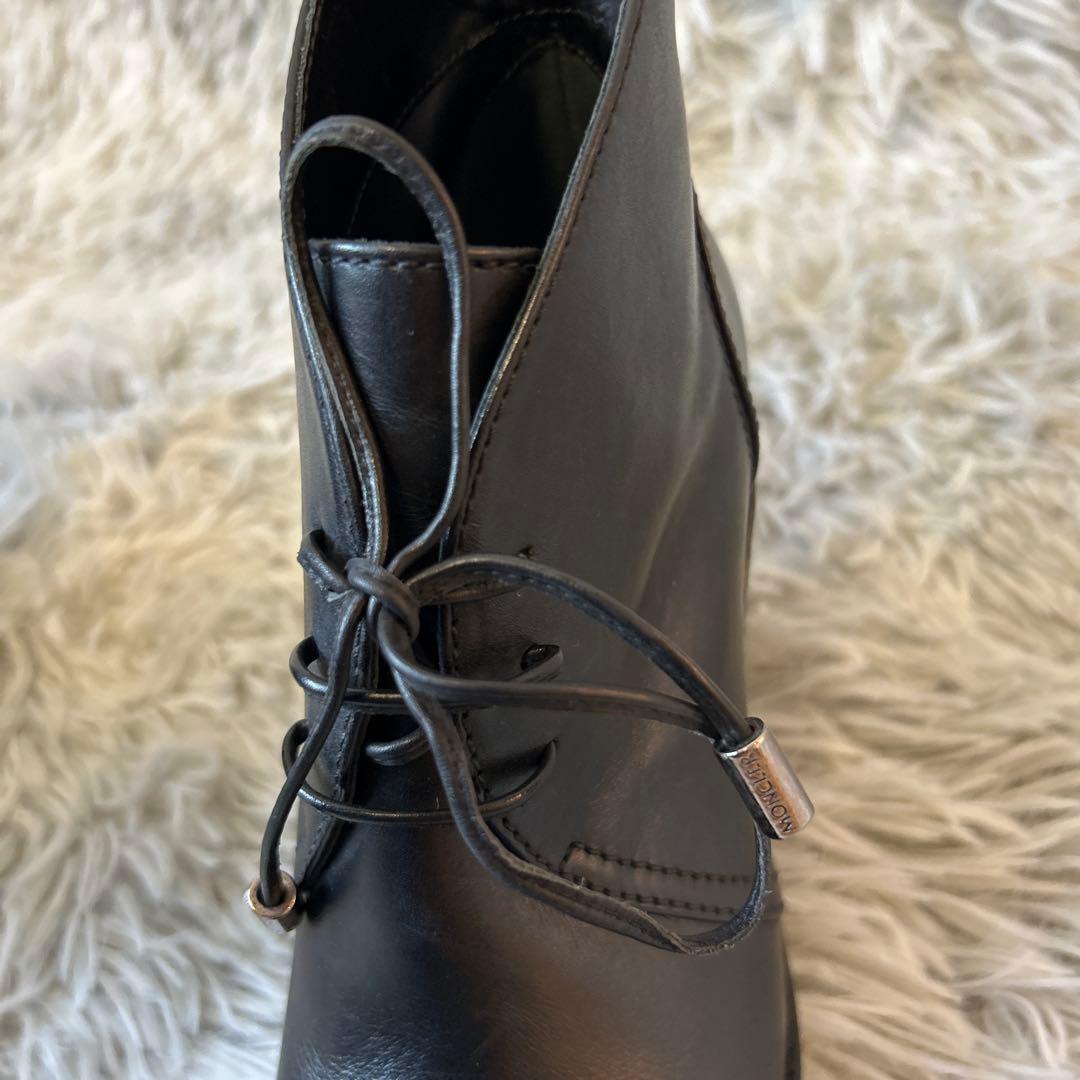 【美品】MONCLER レザー ウェッジソール ショートブーツ 36サイズ