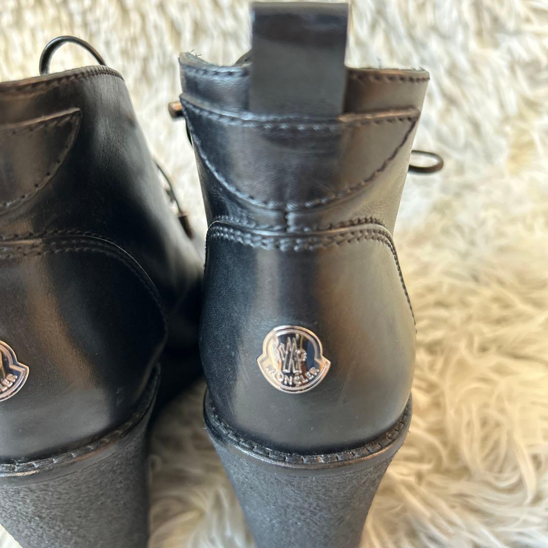 【美品】MONCLER レザー ウェッジソール ショートブーツ 36サイズ