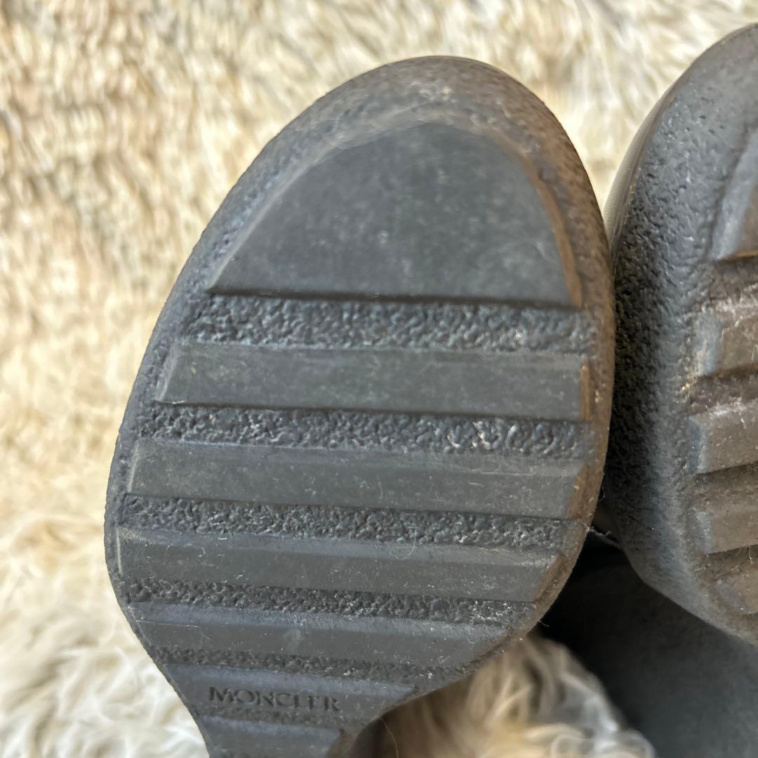【美品】MONCLER レザー ウェッジソール ショートブーツ 36サイズ