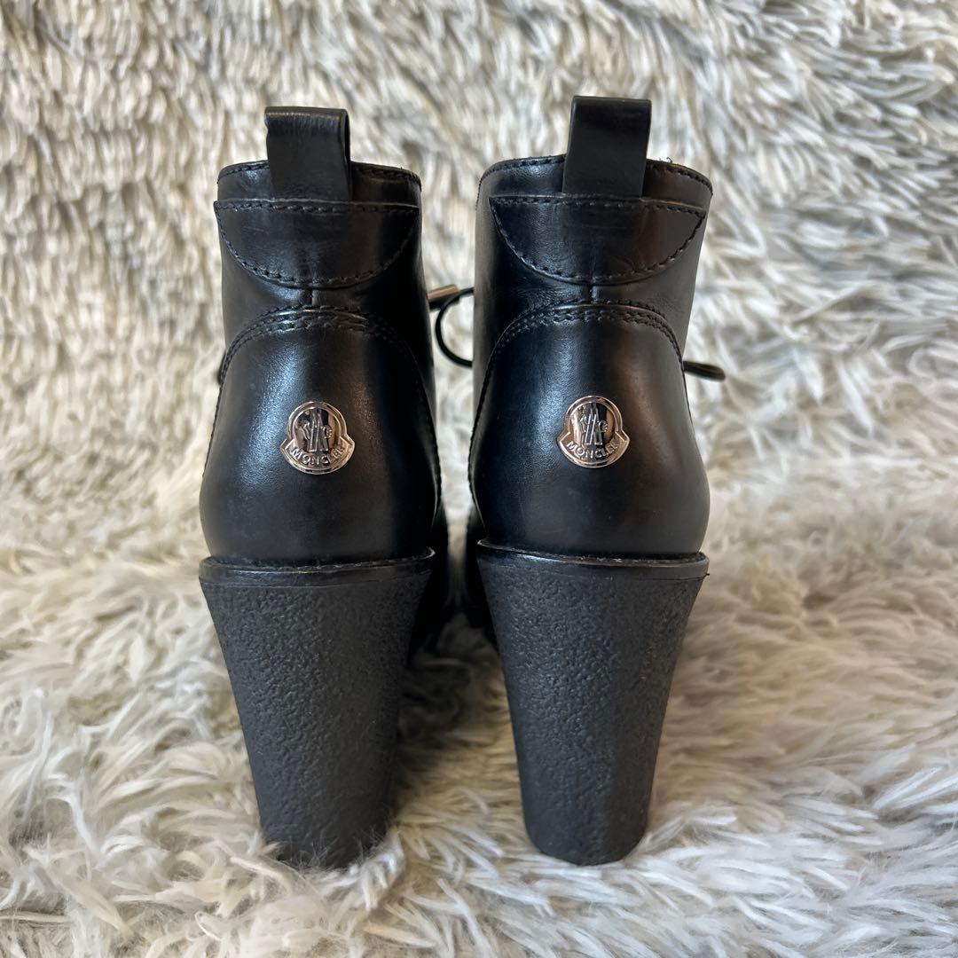 【美品】MONCLER レザー ウェッジソール ショートブーツ 36サイズ