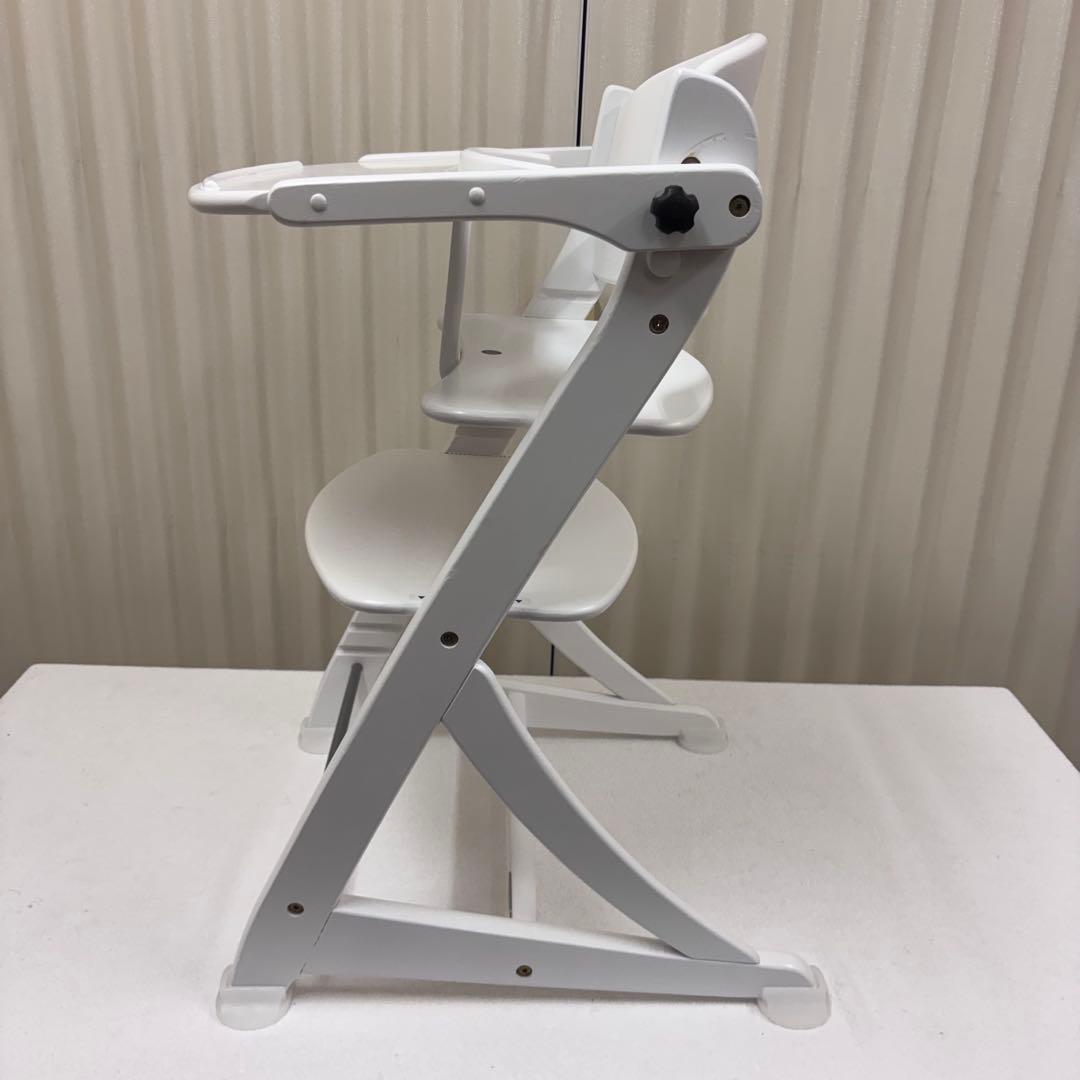 除菌清掃済☆美品☆　大和屋　すくすくチェアイーエヌ　テ―ブル＆ガード付　ホワイト