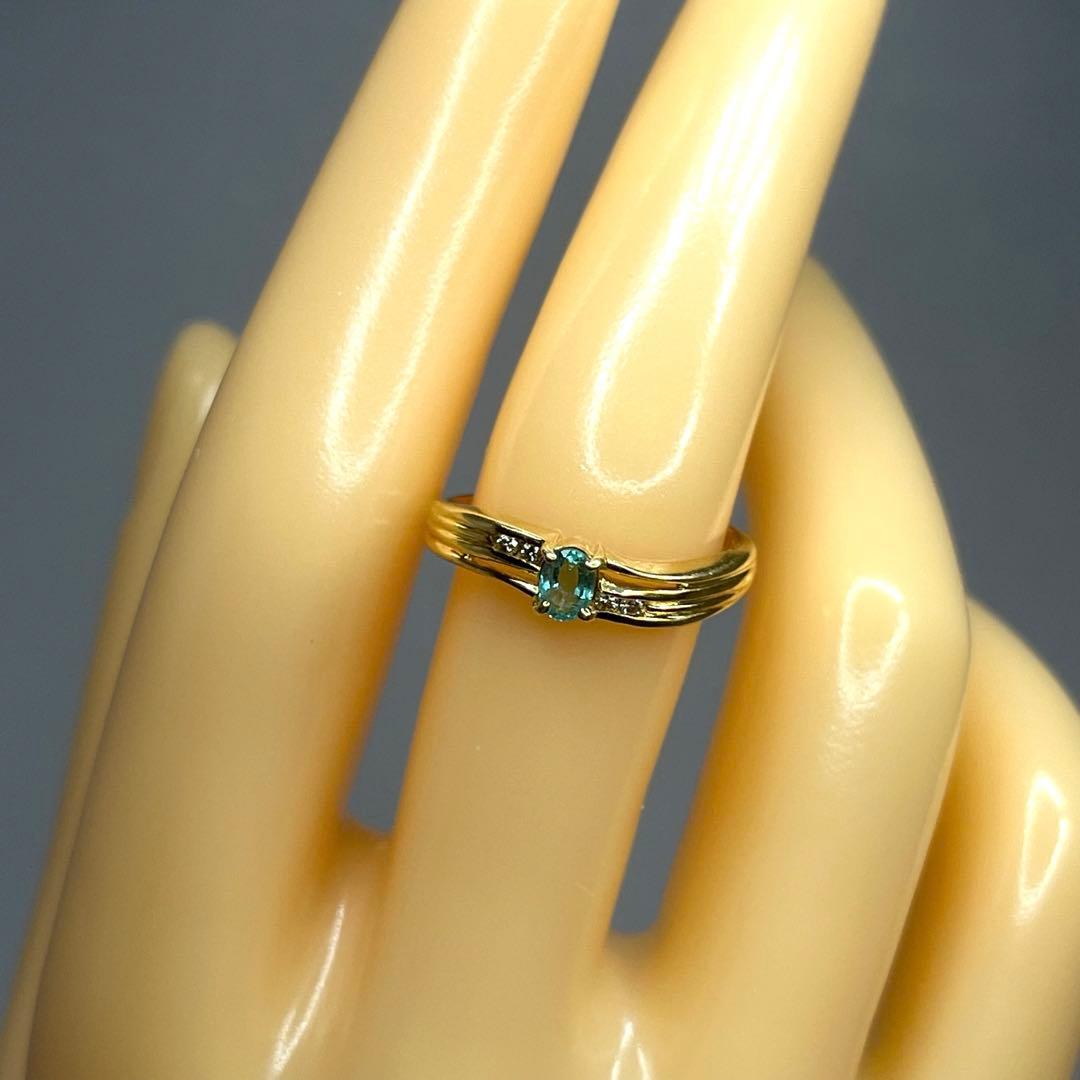 最終値引き66.パライバトルマリン ダイヤ K18 ジュエリーマキ リング