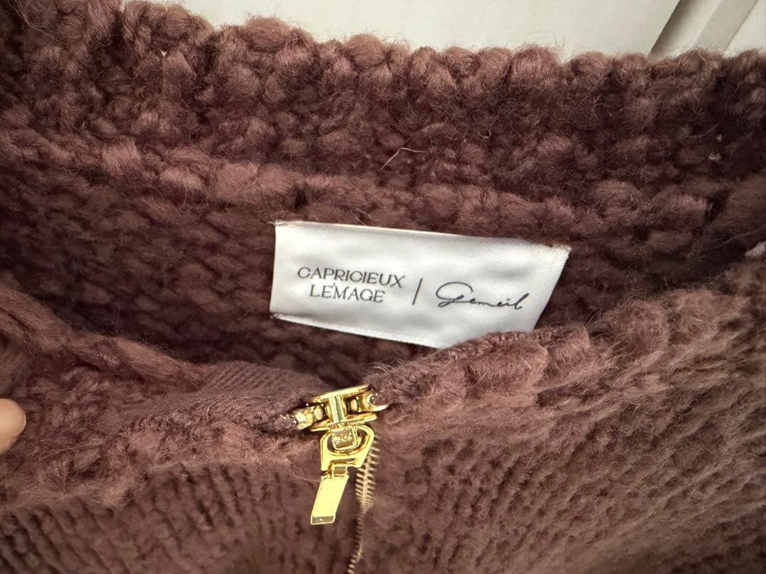 LE'MAGE×gemeilコラボ　スラブジップカーディガン ブラウン