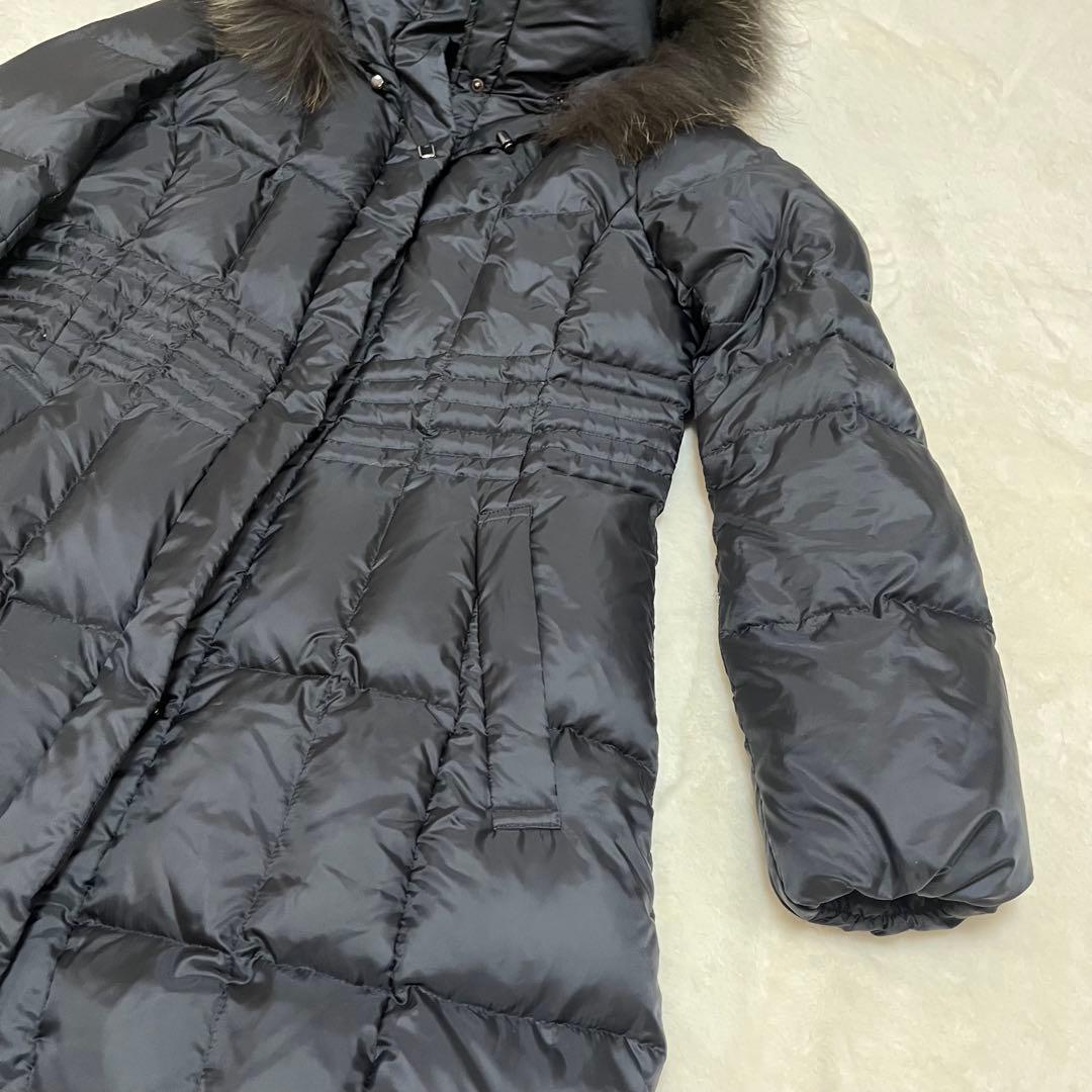 23区 ダウンコート シレータフタ Aライン フード ラクーンファー　黒38