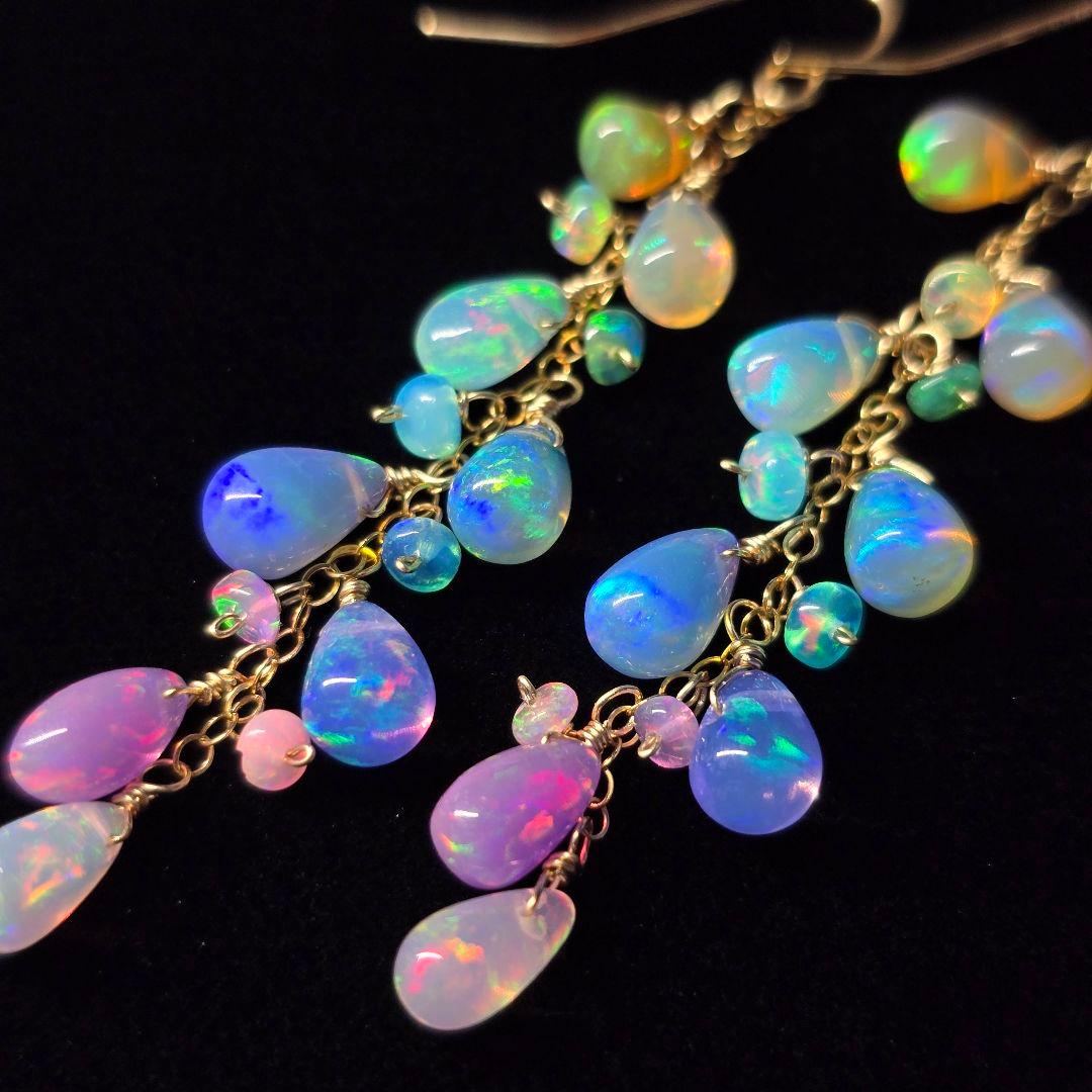 14kgf 遊色抜群カラーグラデーションオパールピアスAタイプvegagift