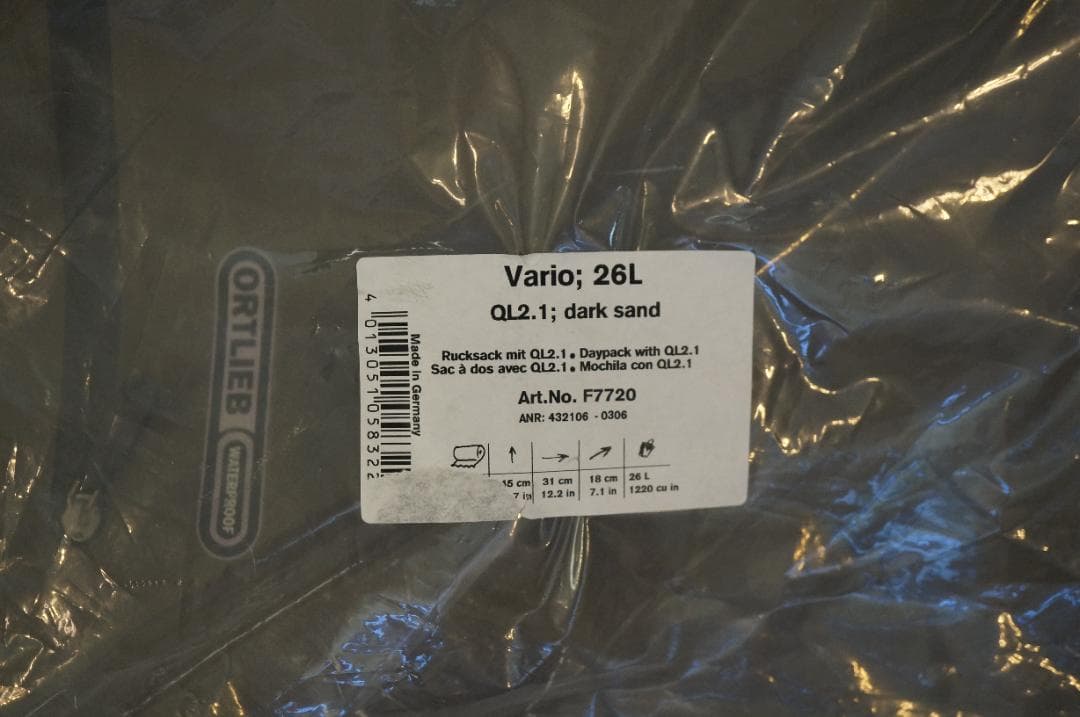 新品　ORTLIEB Vario QL2.1　26L　ダークサンド　パニアバッグ