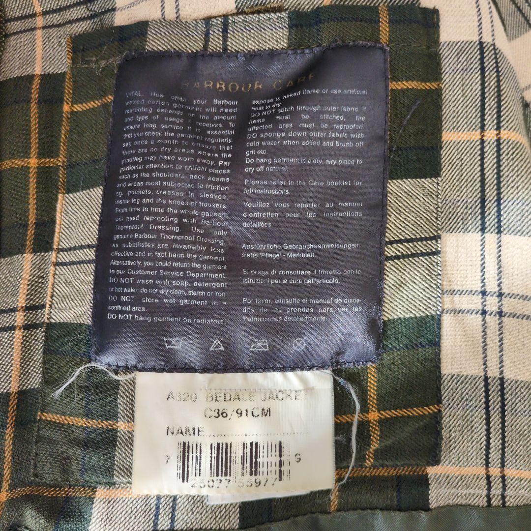 【値下げ】Barbour BEDALE オリーブグリーン C36/91cm