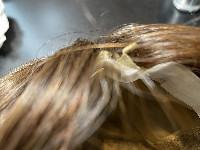 フルウィッグ　高級人毛100％　ロング　ブラウン　医療用　傷みがあります。