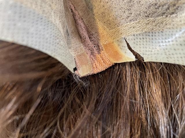 フルウィッグ　高級人毛100％　ロング　ブラウン　医療用　傷みがあります。