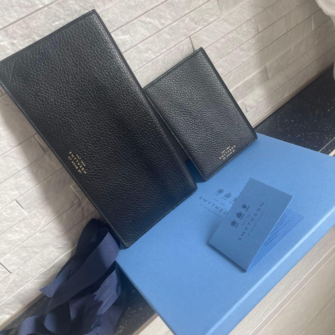 SMYTHSON スマイソン ボーディングパス+パスポートケースセット 黒 美品