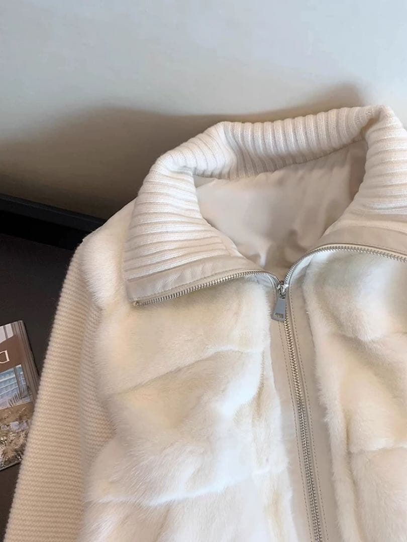 即日発送 2WAYニットスリーブエコファー ダウンジャンパー　/b3