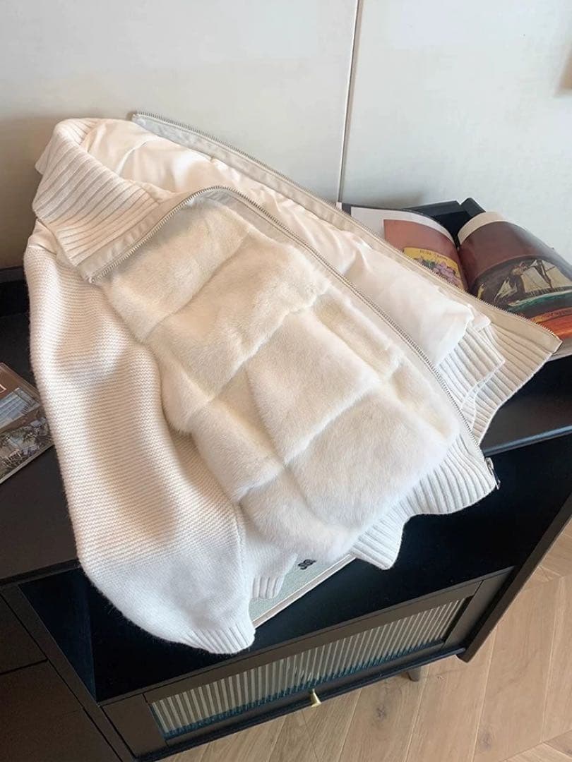 即日発送 2WAYニットスリーブエコファー ダウンジャンパー　/b3