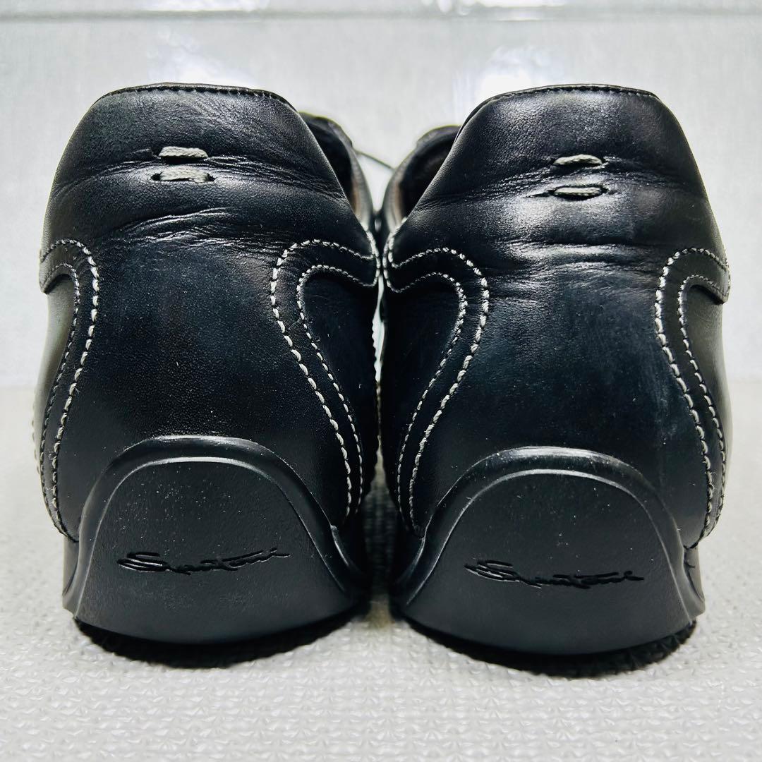 希少美品 Santoni サントーニ 高級レザースニーカー ブラック25.5ｃｍ