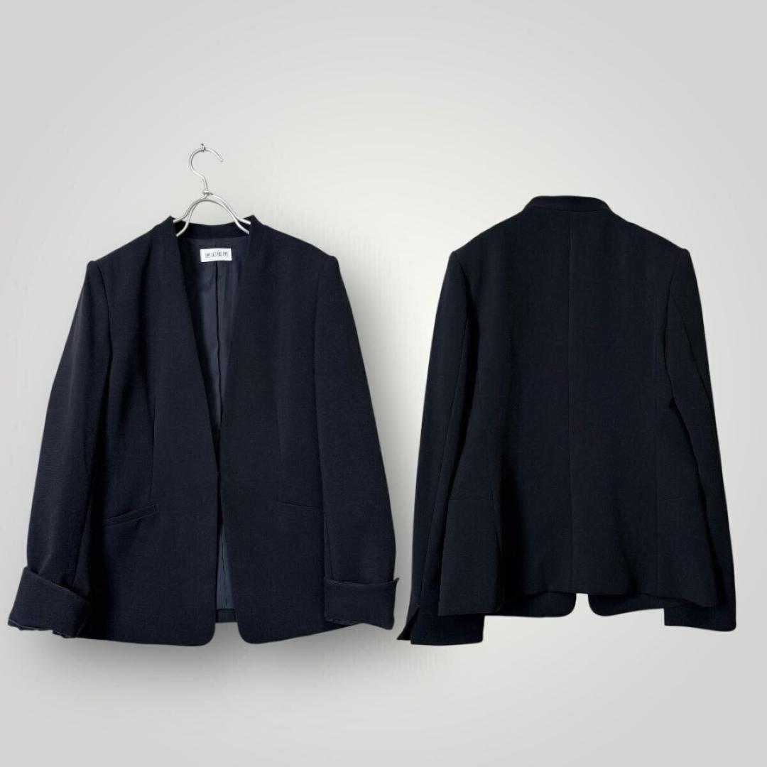 [美品] PLST セットアップ スーツ ノーカラー M ブラック フォーマル