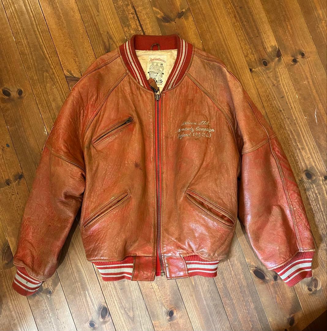 AVIREX 赤 レザーフライトジャケット