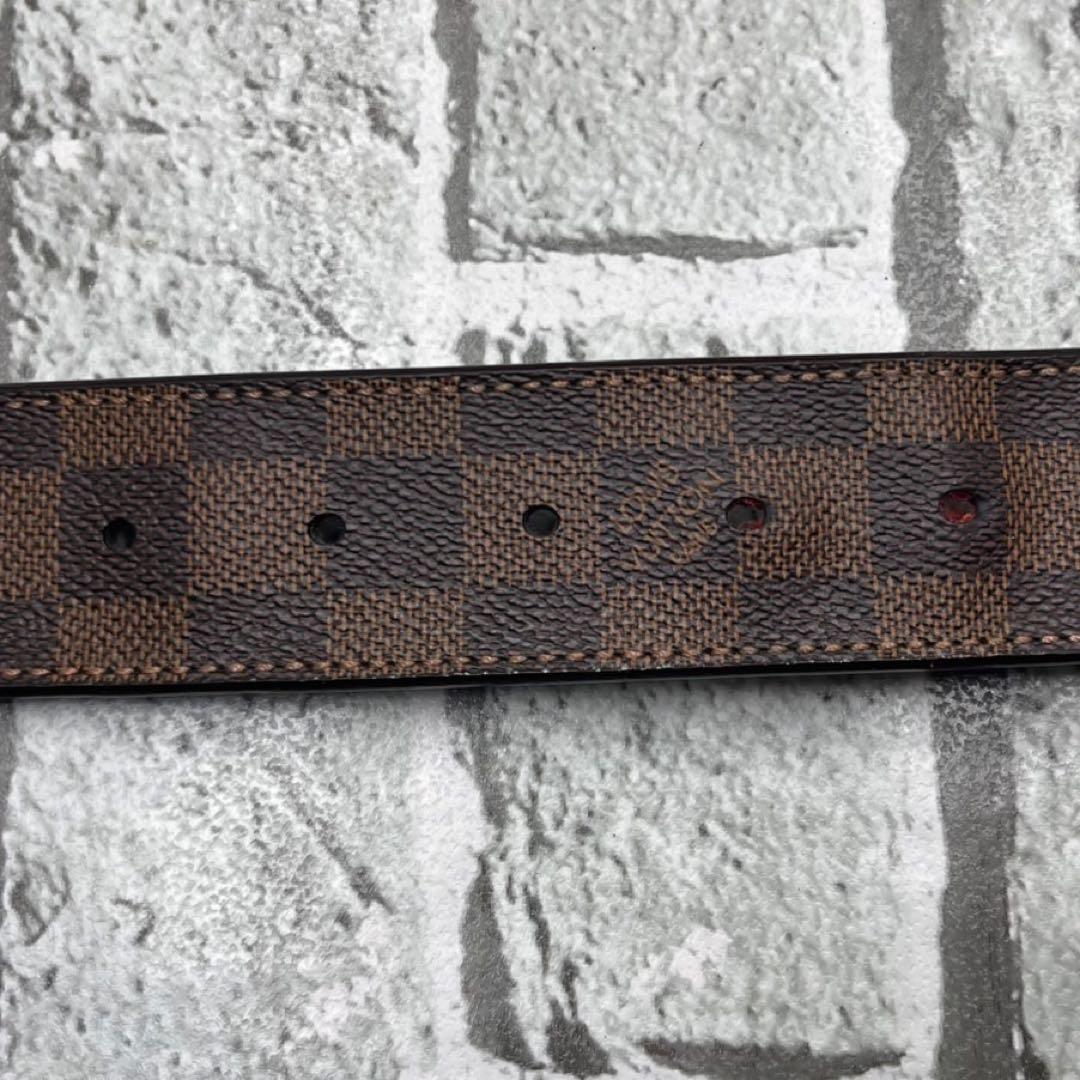 ルイヴィトン ベルト ダミエ エベヌ イニシャル LVロゴ レザー 90サイズ