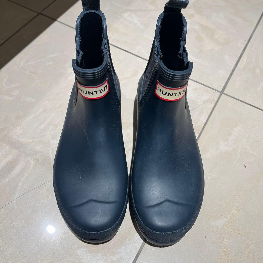 HUNTER ネイビー サイドゴア レインブーツ