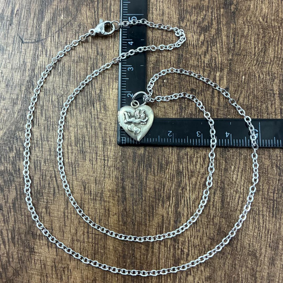 スウィートハートジュエリー エンジェル ロケット シルバーヴィンテージネックレス