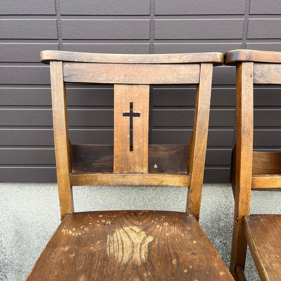 アンティーク　チャーチチェア　ダイニング　教会　椅子　イギリス　ヴィンテージ　②