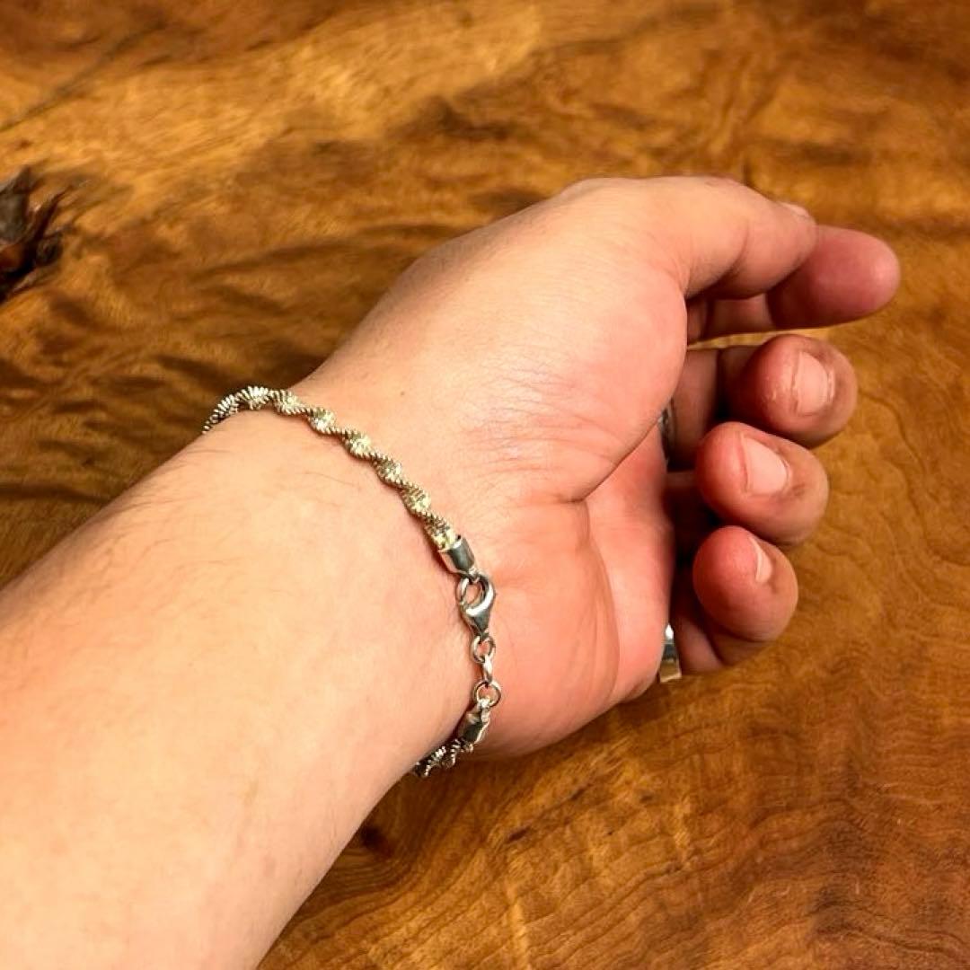 イタリア ヴィンテージ シルバー スパイラル チェーン ブレスレット925