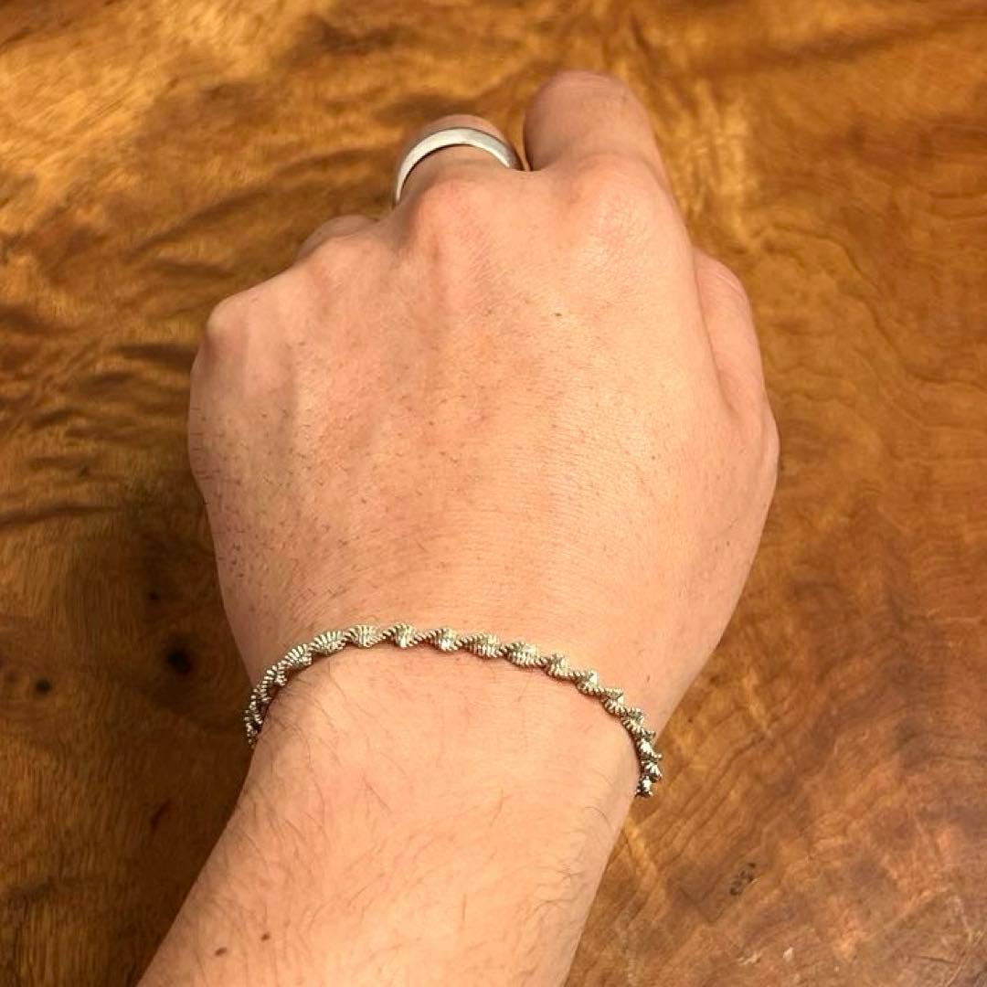 イタリア ヴィンテージ シルバー スパイラル チェーン ブレスレット925