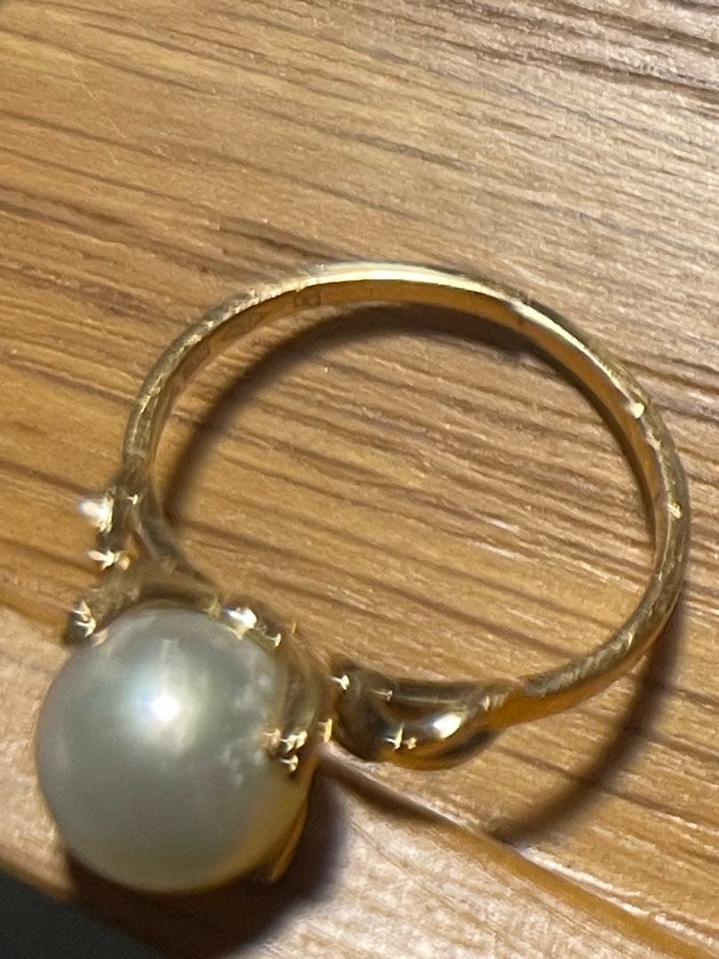 専用/訳あり・破損k18・本真珠リング