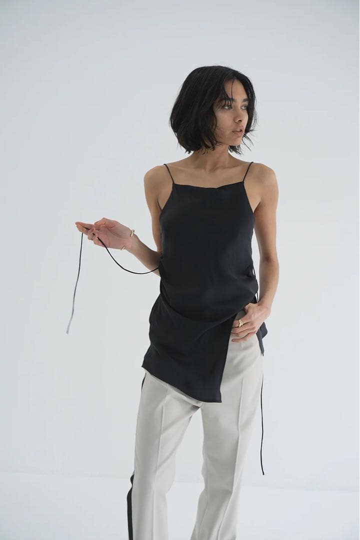 【美品】clane DRAPE SATIN CAMISOLE TOPS サイズ1