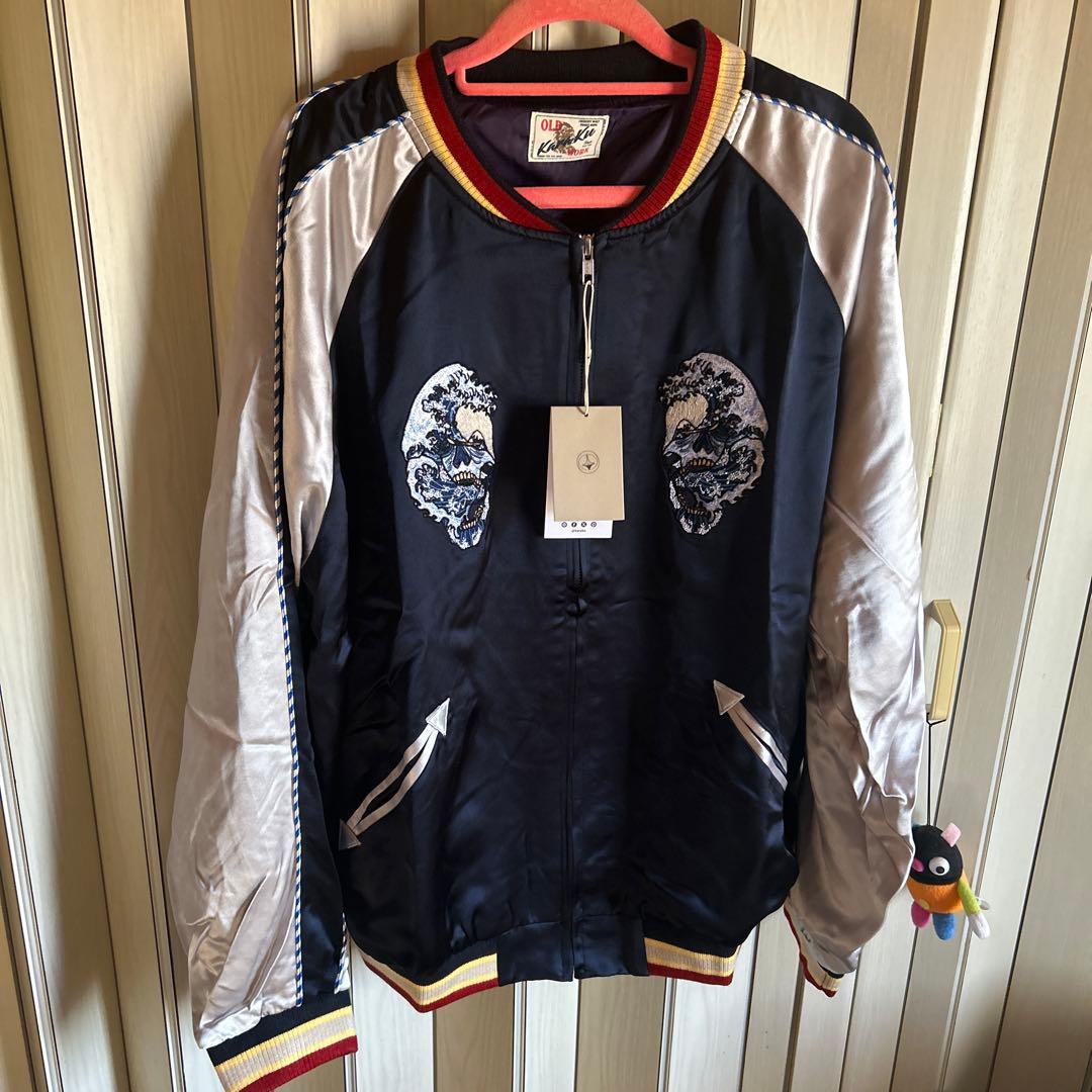 KaraKu 横須賀「ドクロ、蛇と波」浮世絵刺繡　スカジャン